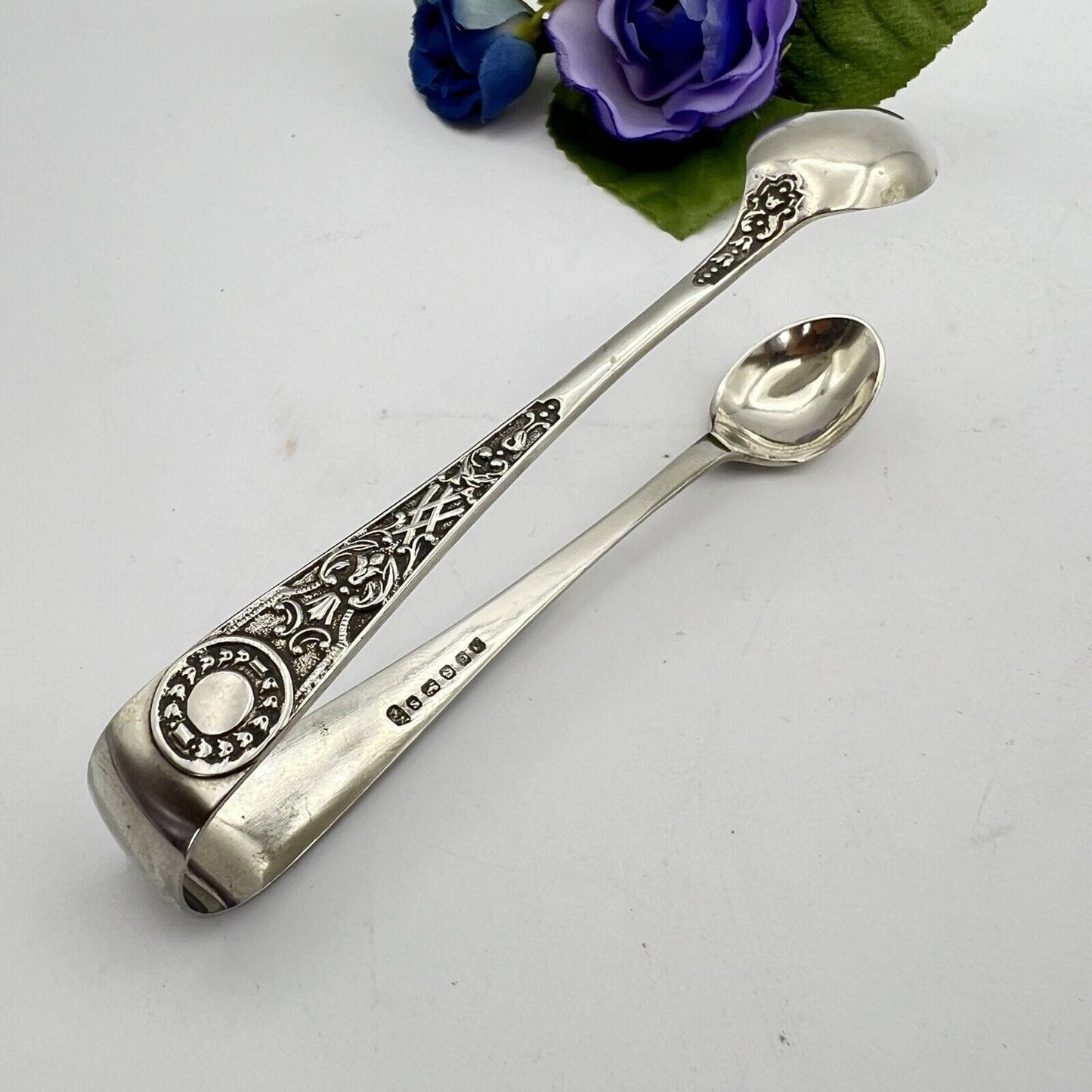 Pinza antica in Argento sheffield per zollette zucchero posata inglese d'epoca K Categoria Sheffield & Argento