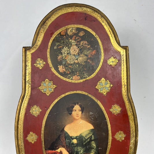 Placca da muro in legno decorativa parete stile antico fiorentino ritratto fiori Categoria altro