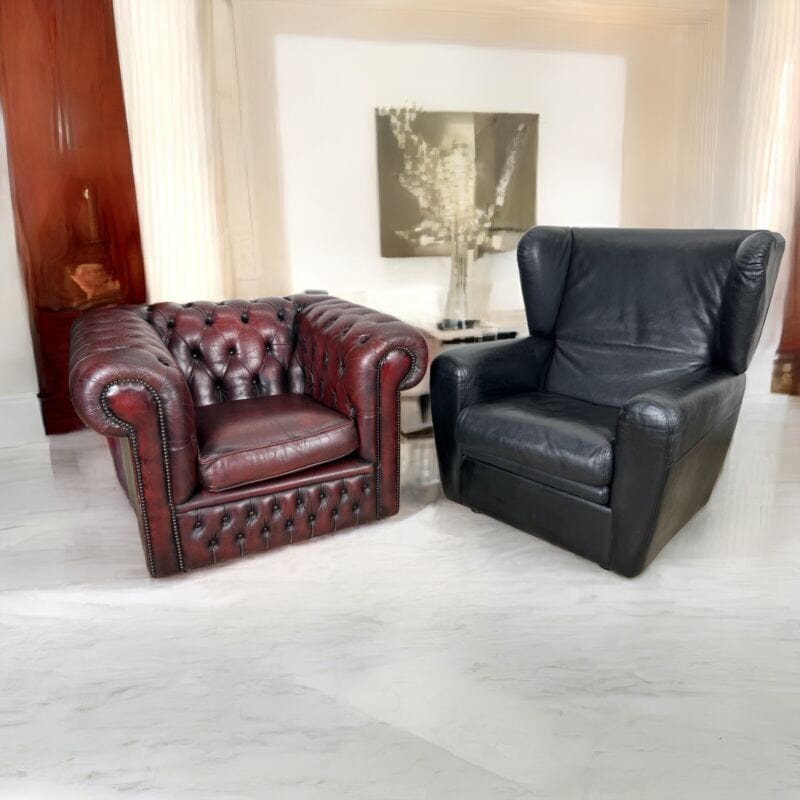 Poltrona vintage in pelle cuoio inglese chesterfield chester club da per salotto Categoria Arredamento