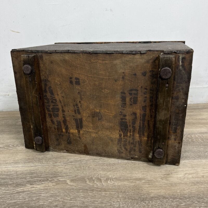 Porta carbone antico in legno ottone baule d'epoca vecchia carboniera inglese Categoria Complementi d'arredo