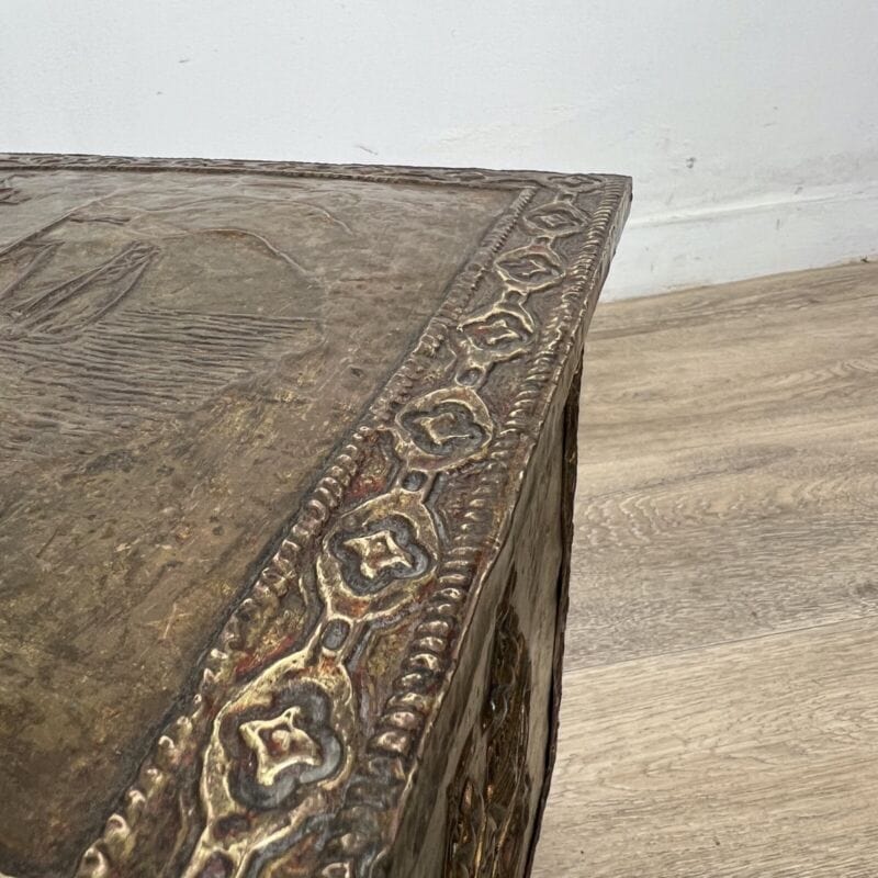 Porta carbone antico in legno ottone baule d'epoca vecchia carboniera inglese Categoria Complementi d'arredo