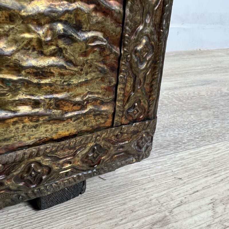 Porta carbone antico in legno ottone baule d'epoca vecchia carboniera inglese Categoria Complementi d'arredo