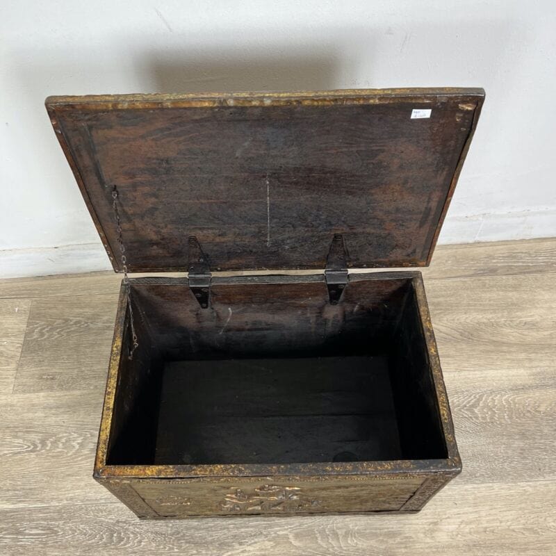 Porta carbone antico in legno ottone baule d'epoca vecchia carboniera inglese Categoria Complementi d'arredo