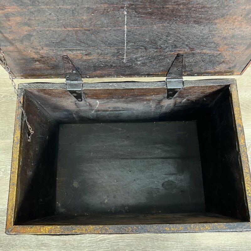 Porta carbone antico in legno ottone baule d'epoca vecchia carboniera inglese Categoria Complementi d'arredo