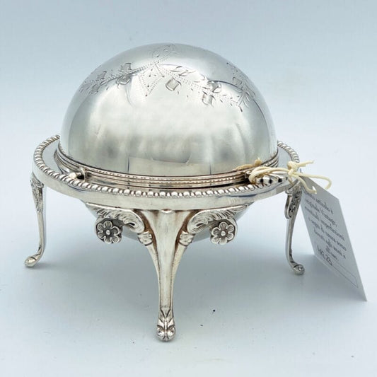 Porta caviale in argento Sheffield Silver plated e vetro Stile Antico 800 Burro Categoria Sheffield & Argento