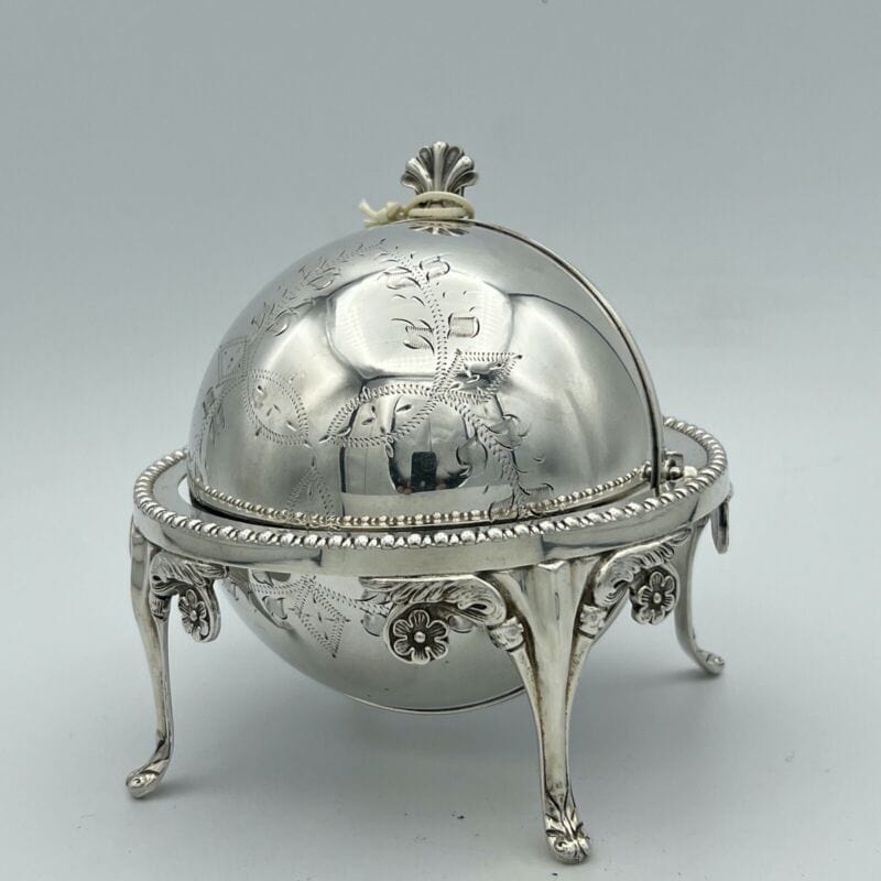 Porta caviale in argento Sheffield Silver plated e vetro Stile Antico 800 Burro Categoria Sheffield & Argento