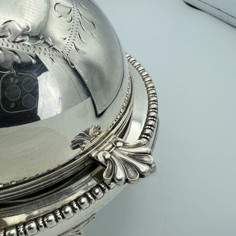 Porta caviale in argento Sheffield Silver plated e vetro Stile Antico 800 Burro Categoria Sheffield & Argento