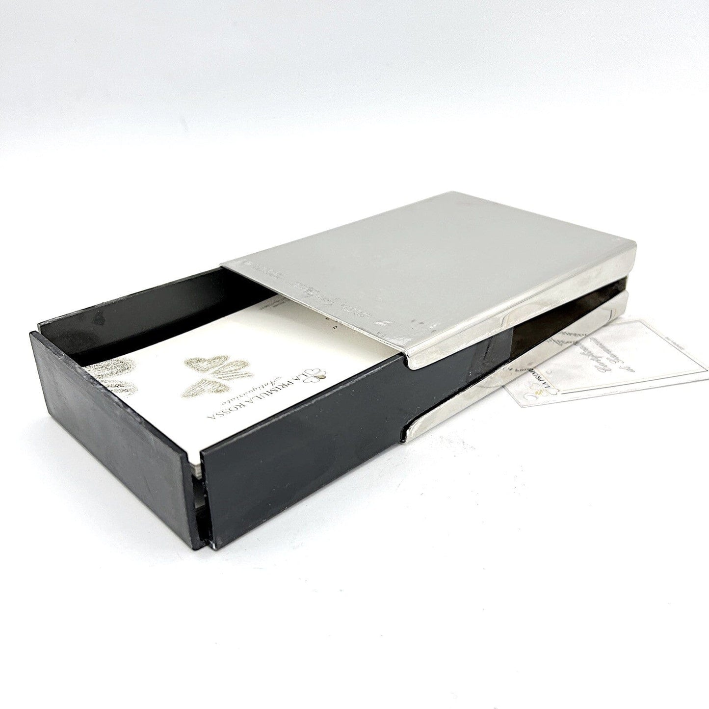 Portabiglietti da visita scrivania in Argento Placcato Alitalia anni '70 design Categoria Sheffield & Argento