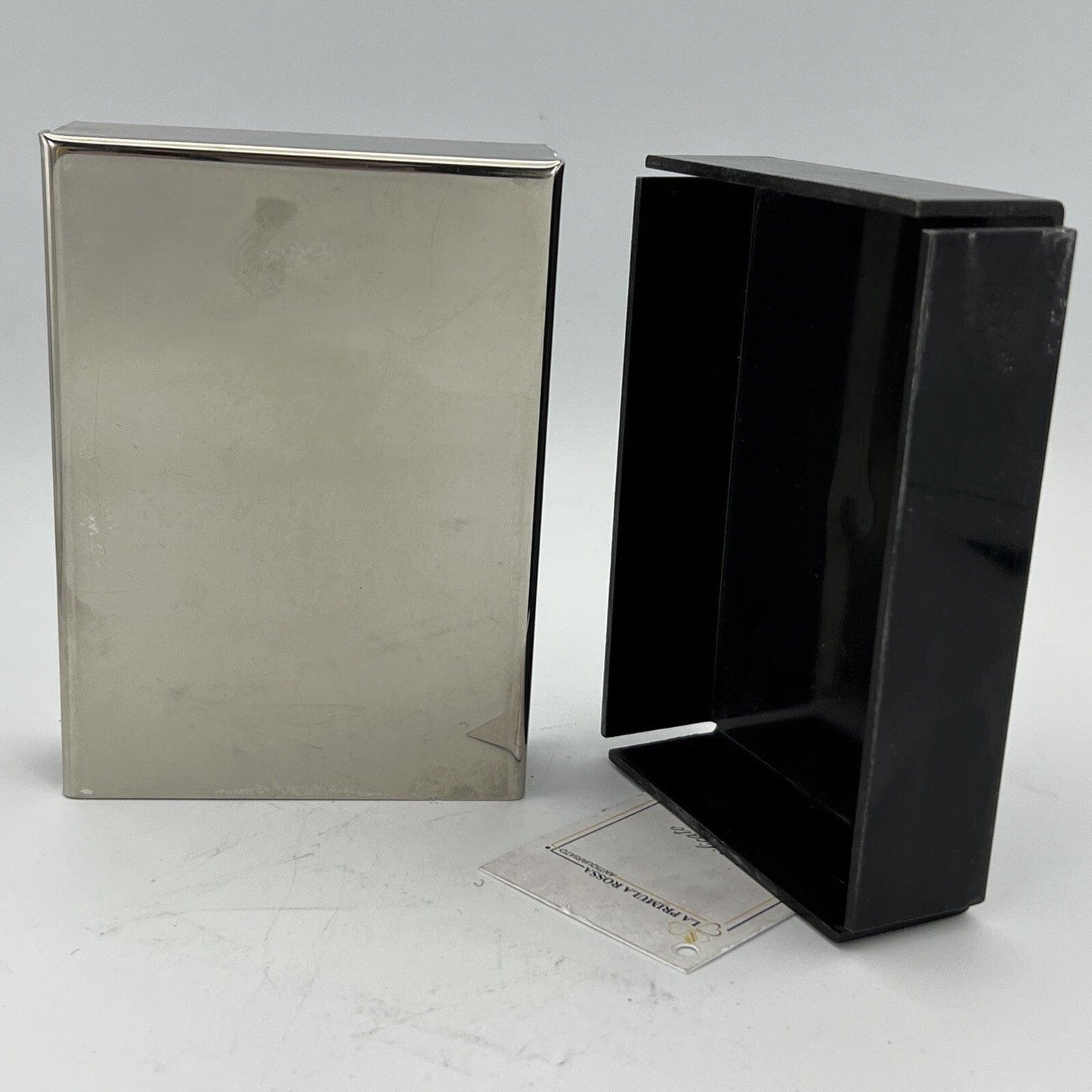Portabiglietti da visita scrivania in Argento Placcato Alitalia anni '70 design Categoria Sheffield & Argento