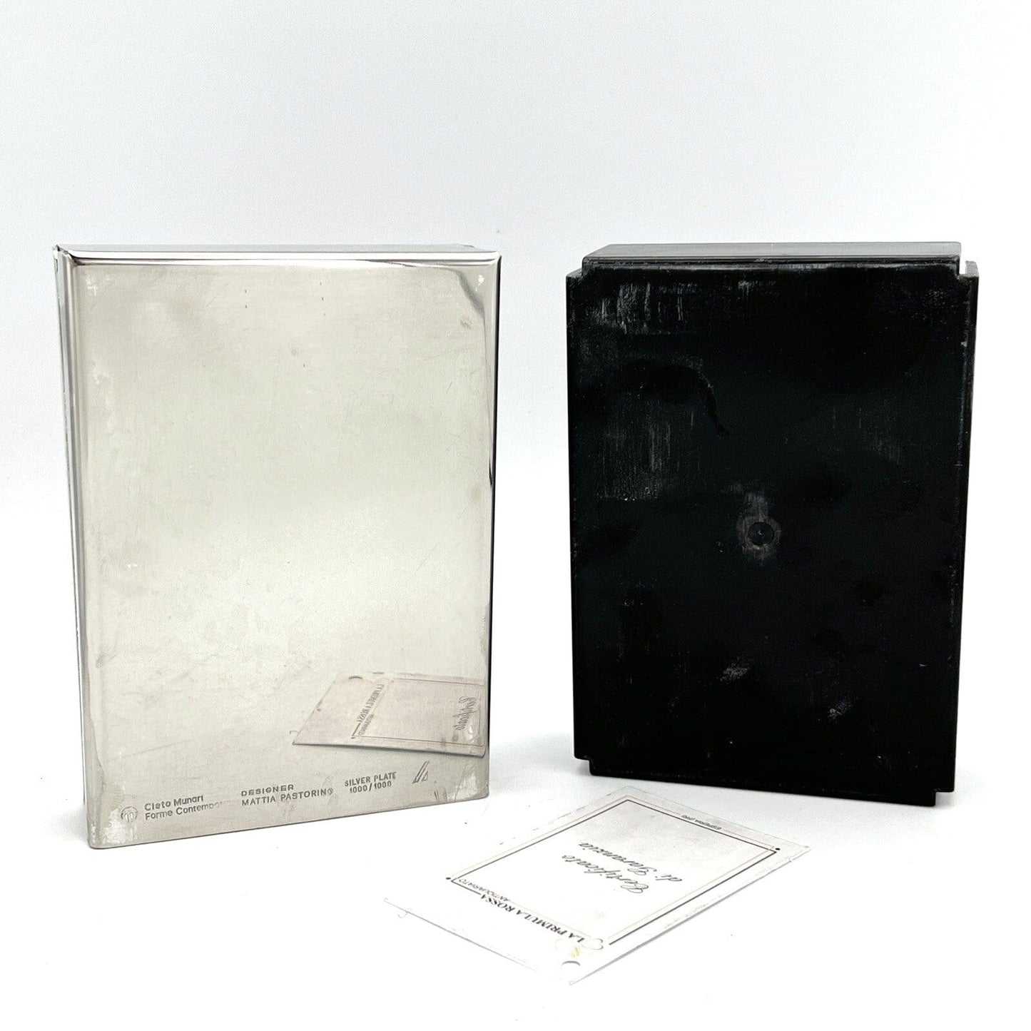 Portabiglietti da visita scrivania in Argento Placcato Alitalia anni '70 design Categoria Sheffield & Argento