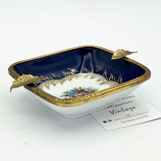 Portacenere vintage posacenere antico in porcellana Limoges decoro fiori e oro Categoria  Oggetti per fumatori