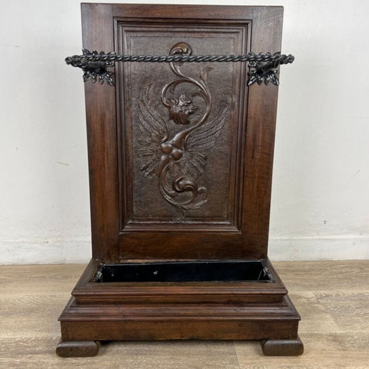 Portaombrelli antico in legno e ferro porta ombrelli epoca 900 bastoni vintage Categoria Complementi d'arredo