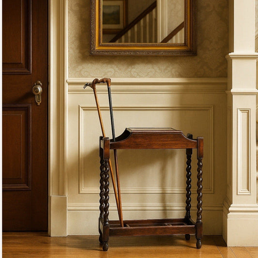 Portaombrelli antico in legno inglese porta ombrelli bastoni vintage da ingresso Categoria Appendiabiti - Portaombrelli