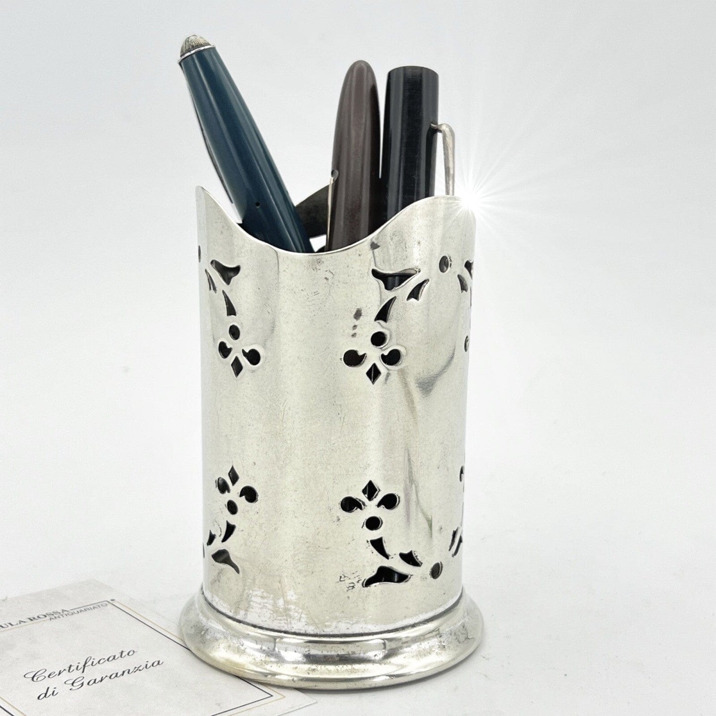 Portapenne da scrivania antico in argento sheffield silver plated EPNS anni '30 Categoria Sheffield & Argento