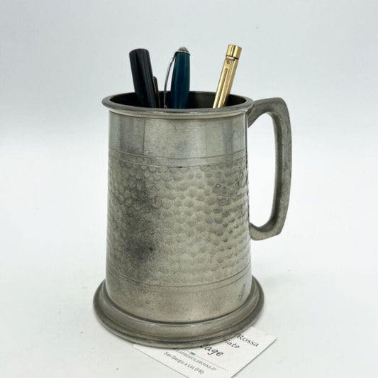 Portapenne da scrivania antico in metallo peltro boccale d'epoca 900 inglese Categoria  Sheffield & Argento