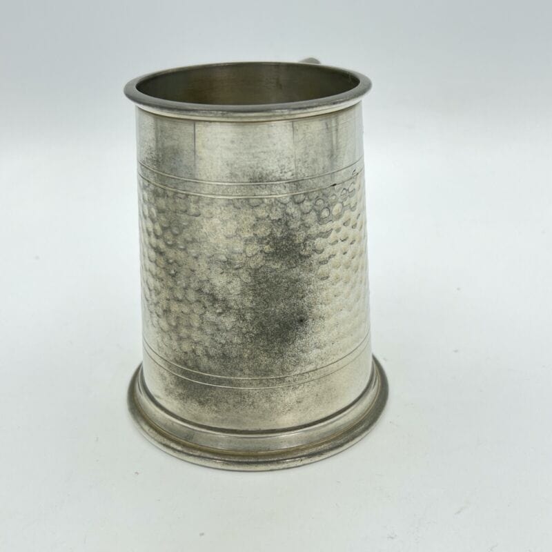 Portapenne da scrivania antico in metallo peltro boccale d'epoca 900 inglese Categoria Sheffield & Argento