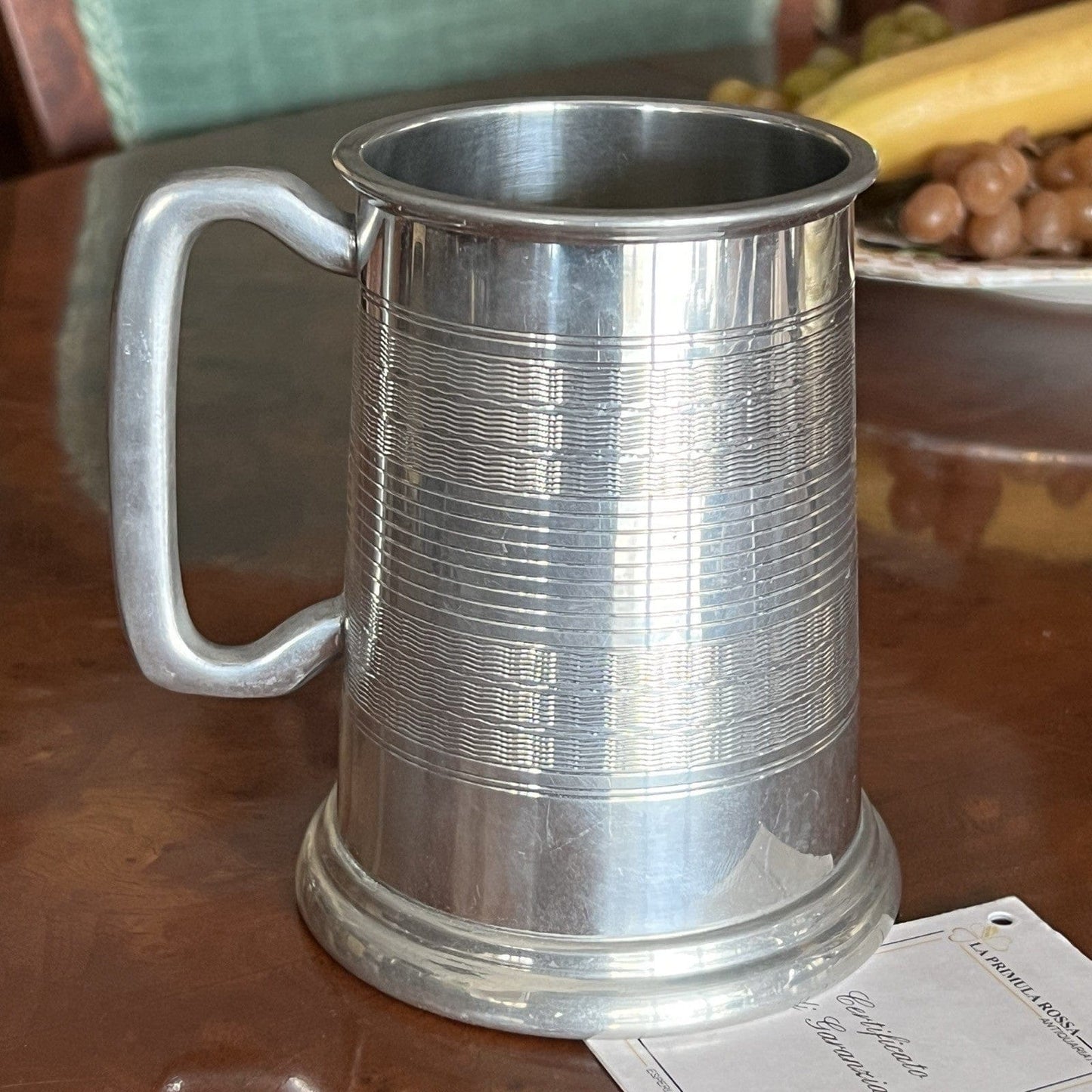 Portapenne da scrivania antico in metallo peltro boccale d'epoca 900 inglese XL Categoria Sheffield & Argento