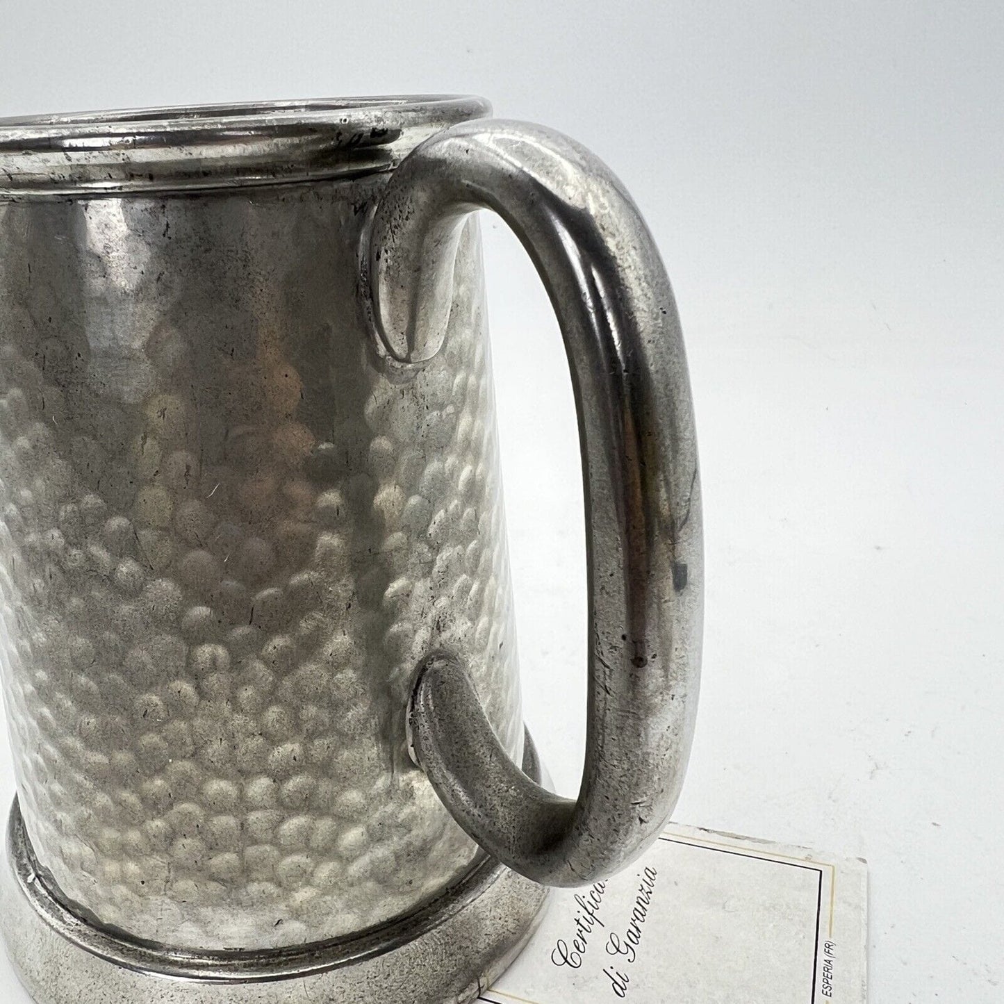 Portapenne da scrivania antico in peltro boccale d'epoca 900 inglese Sheffield Categoria Sheffield & Argento