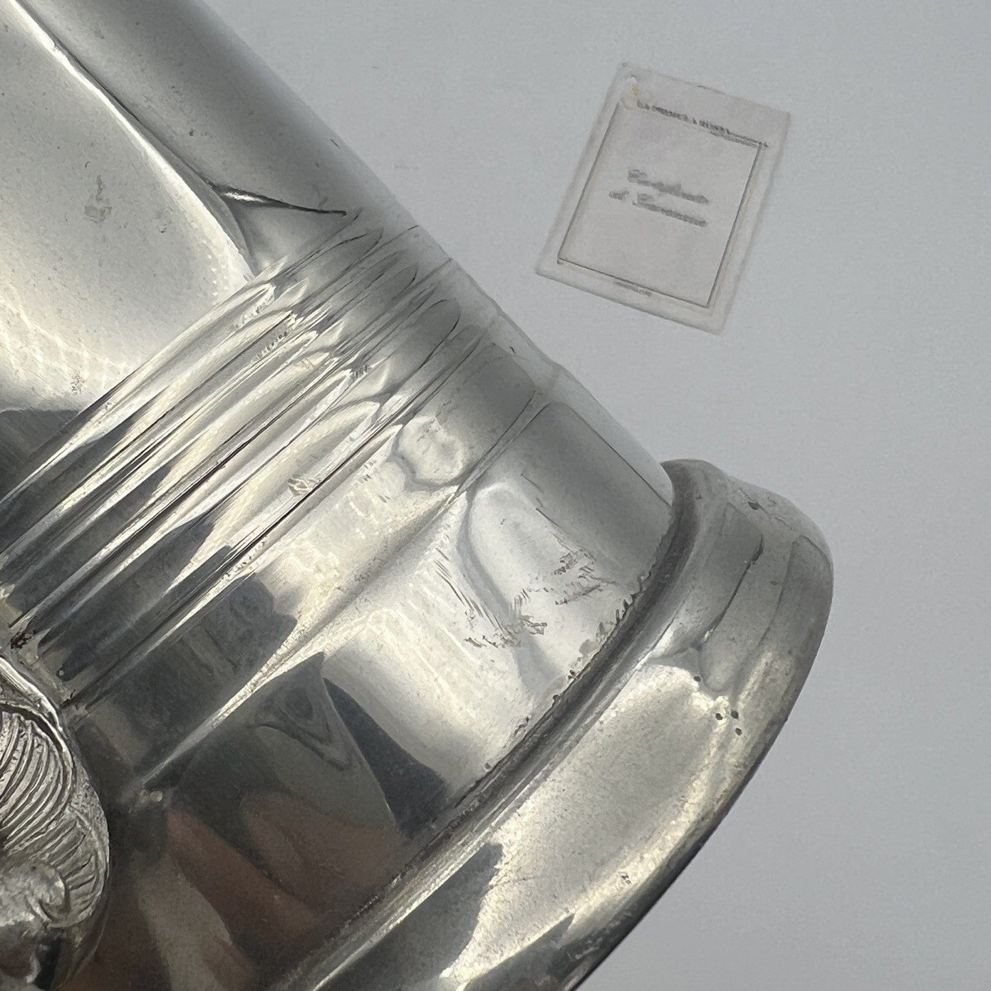 Portapenne da scrivania Antico in peltro e vetro boccale d'epoca 900 inglese Categoria Sheffield & Argento
