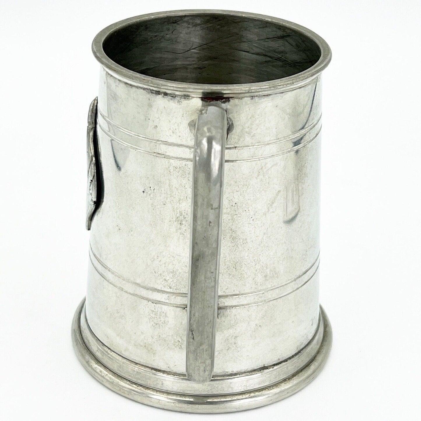 Portapenne da scrivania stile antico in peltro boccale Testa di cavallo anni 70 Categoria Sheffield & Argento