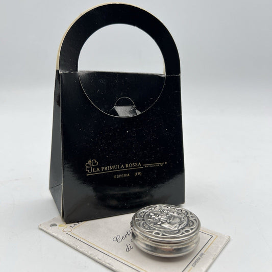 Portapillole da borsetta in Argento massiccio 800 Scatolina Madonna portarosario Categoria Sheffield & Argento