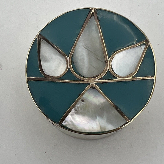 Portapillole Porta anello in Ottone lucido e Madreperla  Scatolina Vintage Categoria  Sheffield & Argento
