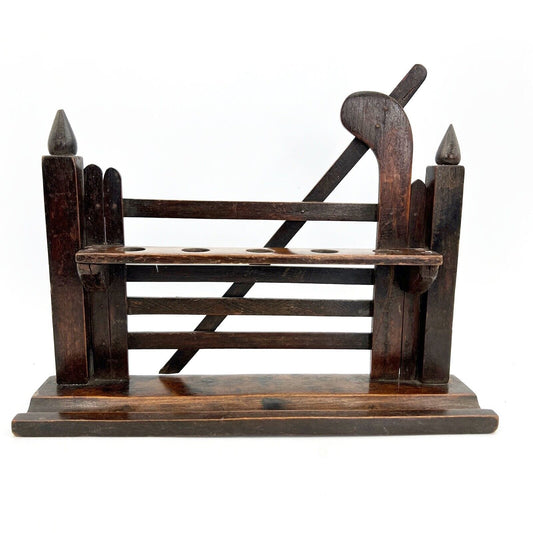 Portapipe antico in legno da tavolo 5 posti epoca 900 Stile Inglese anni 20 Categoria Oggetti per fumatori