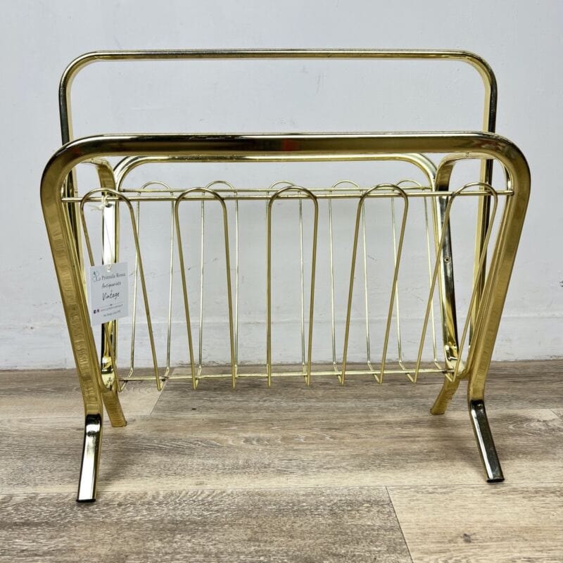 Portariviste vintage di design anni ' 70 in ottone metallo lucido modernariato Categoria Vintage