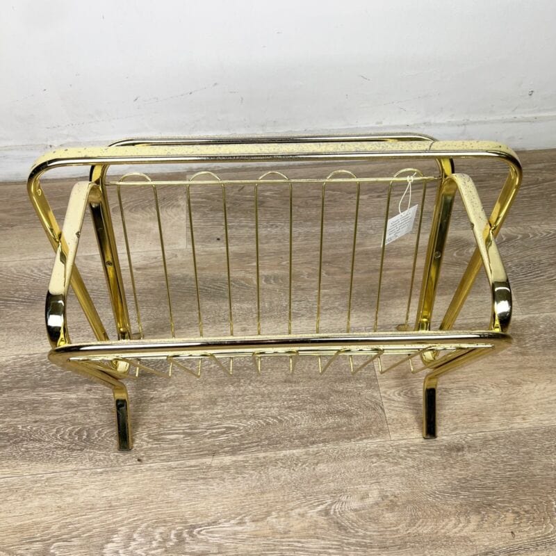 Portariviste vintage di design anni ' 70 in ottone metallo lucido modernariato Categoria Vintage