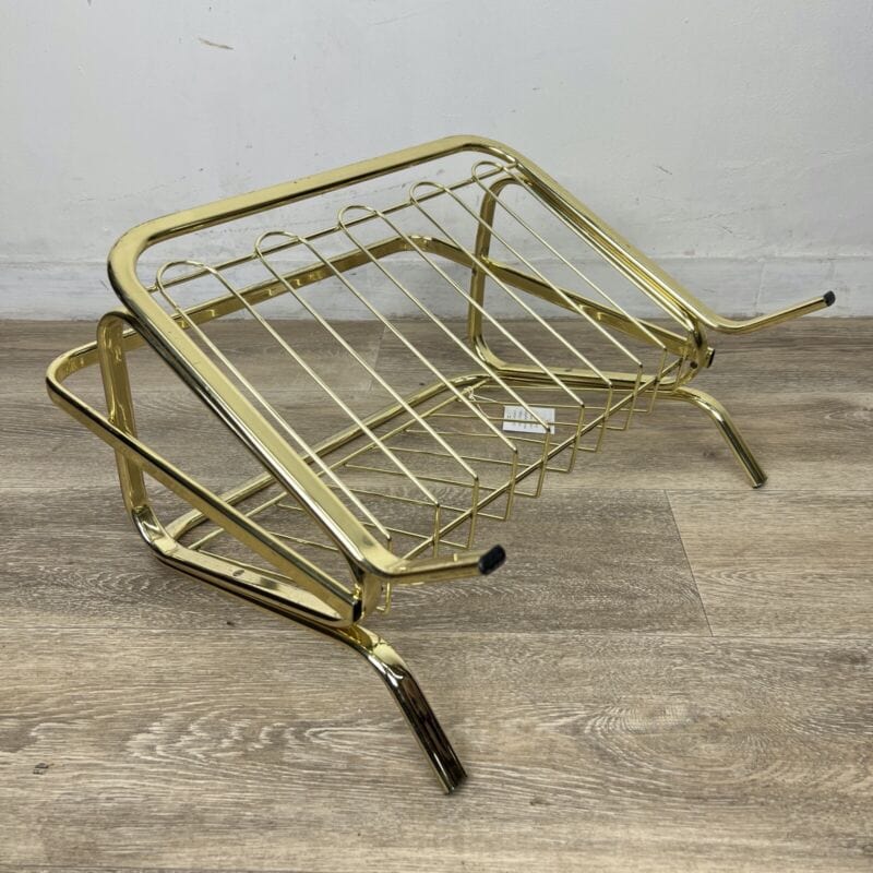 Portariviste vintage di design anni ' 70 in ottone metallo lucido modernariato Categoria Vintage