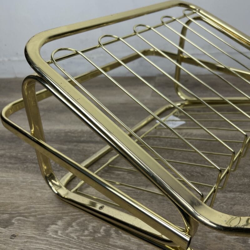Portariviste vintage di design anni ' 70 in ottone metallo lucido modernariato Categoria Vintage