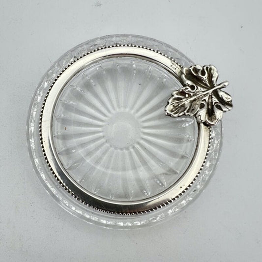 Posacenere portacenere antico in argento 800 vetro cristallo molato anni 50 Categoria Sheffield & Argento