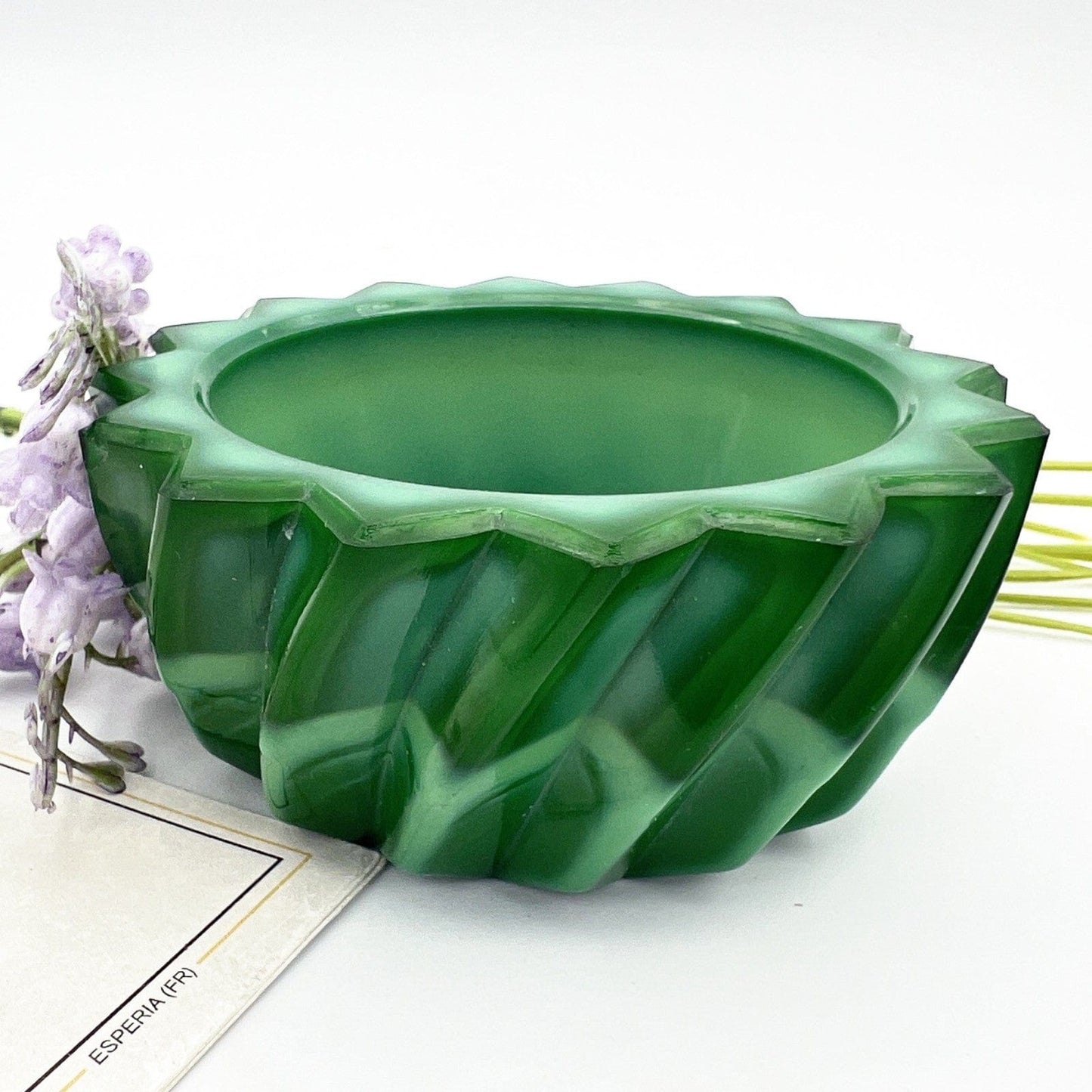 Posacenere portacenere antico in vetro malachite verde vintage posa cenere Categoria Oggetti per fumatori