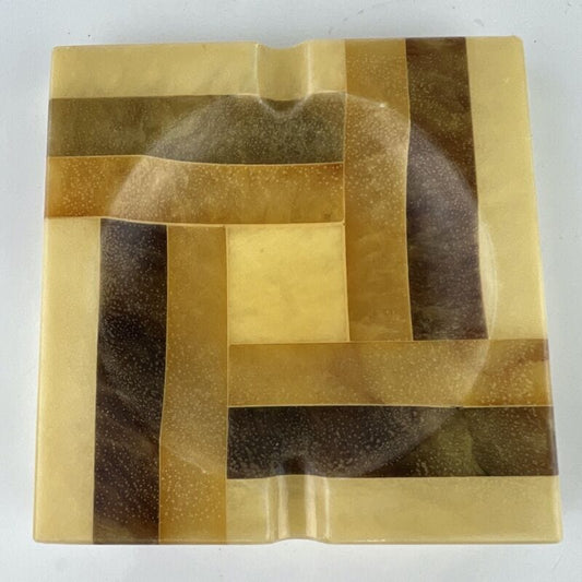 Posacenere portacenere in marmo stile art deco anni 70 vintage alabastro marrone Categoria Oggetti per fumatori