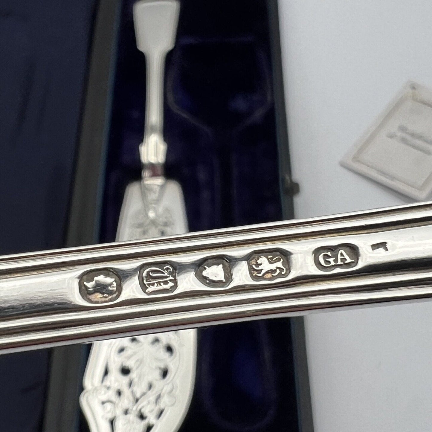Posate Antiche set da tavola per pesce in argento sterling 925 inglese Anno 1855 Categoria Sheffield & Argento