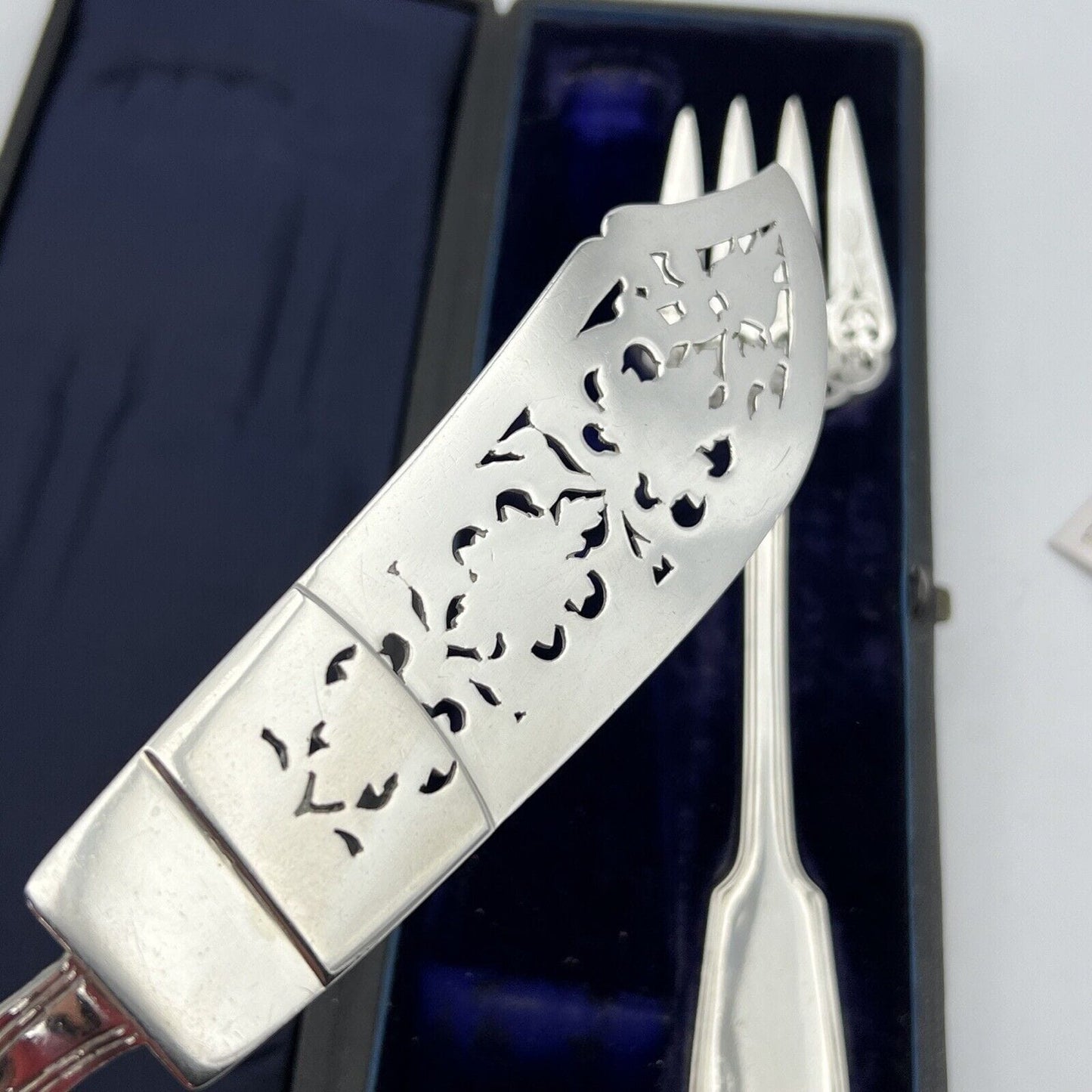 Posate Antiche set da tavola per pesce in argento sterling 925 inglese Anno 1855 Categoria Sheffield & Argento