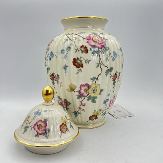 Potiche d'epoca in porcellana Bavaria vaso vintage decoro con rose fiori e oro Categoria Vasi e Portafiori