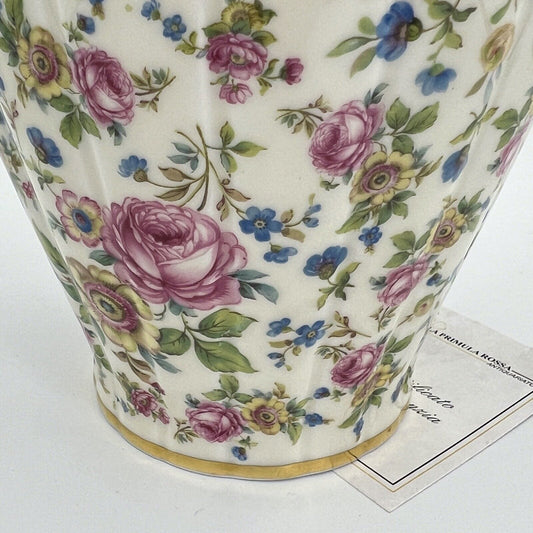 Potiche d'epoca in porcellana Bavaria vaso vintage decoro con rose fiori e oro Categoria Vasi e Portafiori