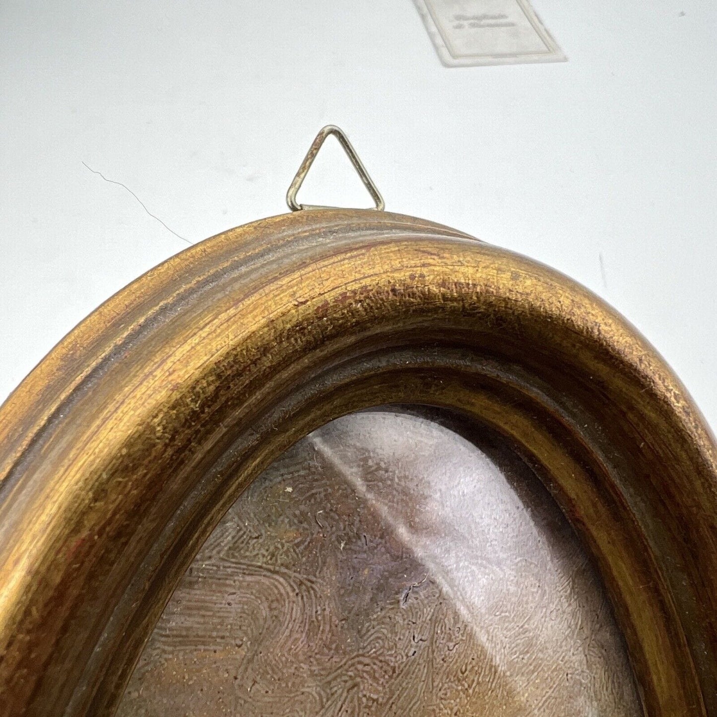 Quadretto Antico miniatura olio ovale dipinto Scena Marina cornice oro Firmato Categoria Quadri