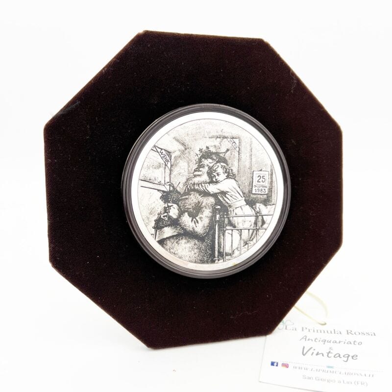 Quadretto Placca in argento 800 incisione su lastra Babbo Natale Wenk 1983 Categoria Quadri