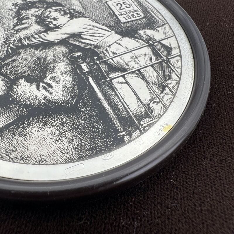 Quadretto Placca in argento 800 incisione su lastra Babbo Natale Wenk 1983 Categoria Quadri