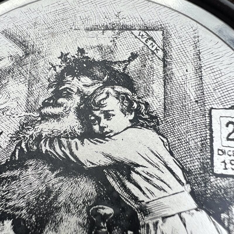 Quadretto Placca in argento 800 incisione su lastra Babbo Natale Wenk 1983 Categoria Quadri