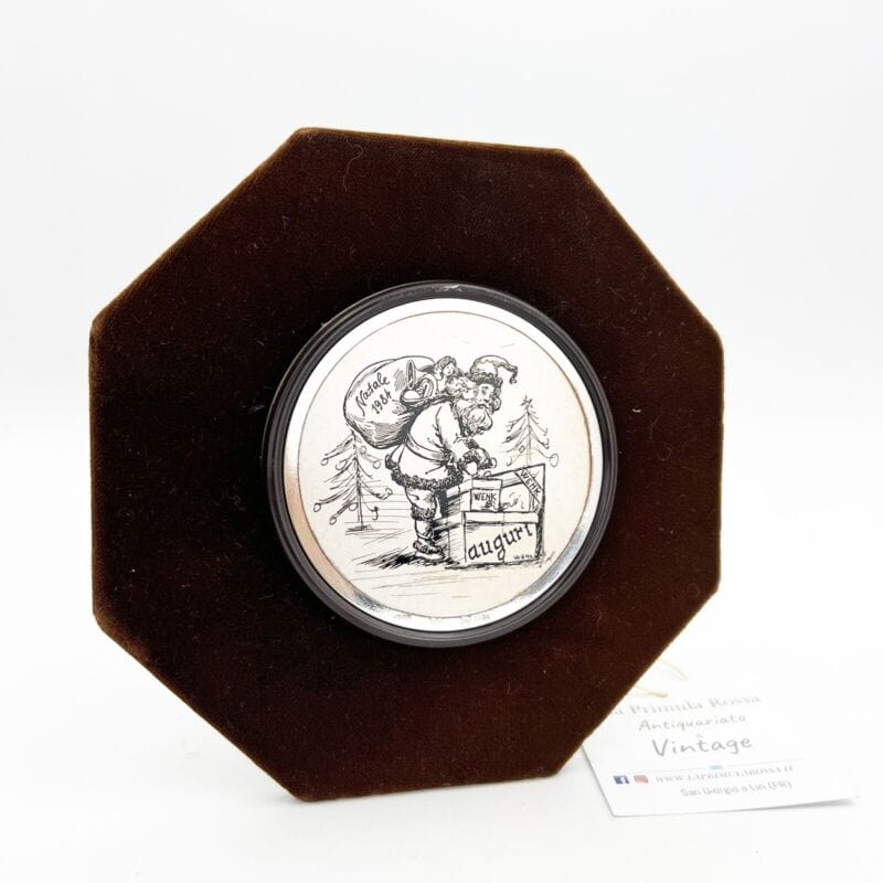 Quadretto Placca in argento 800 incisione su lastra Babbo Natale Wenk 1984 Categoria Quadri