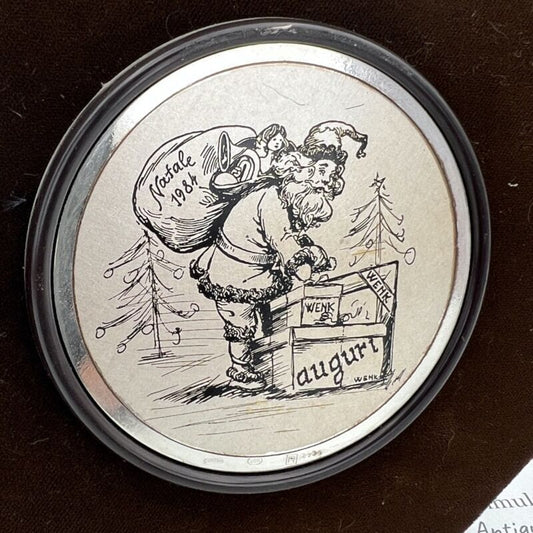 Quadretto Placca in argento 800 incisione su lastra Babbo Natale Wenk 1984 Categoria Quadri