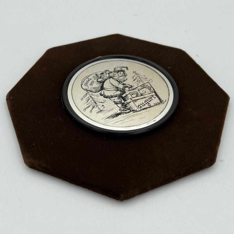 Quadretto Placca in argento 800 incisione su lastra Babbo Natale Wenk 1984 Categoria Quadri