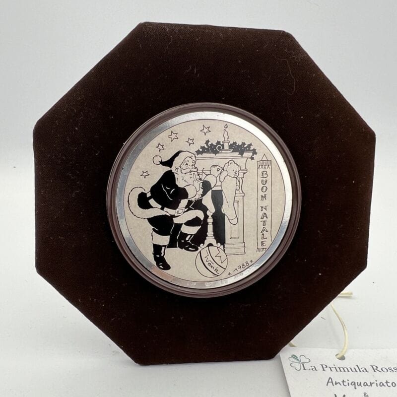 Quadretto Placca in argento 800 incisione su lastra Babbo Natale Wenk 1988 Categoria Quadri