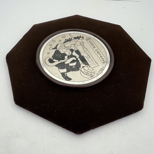 Quadretto Placca in argento 800 incisione su lastra Babbo Natale Wenk 1988 Categoria Quadri