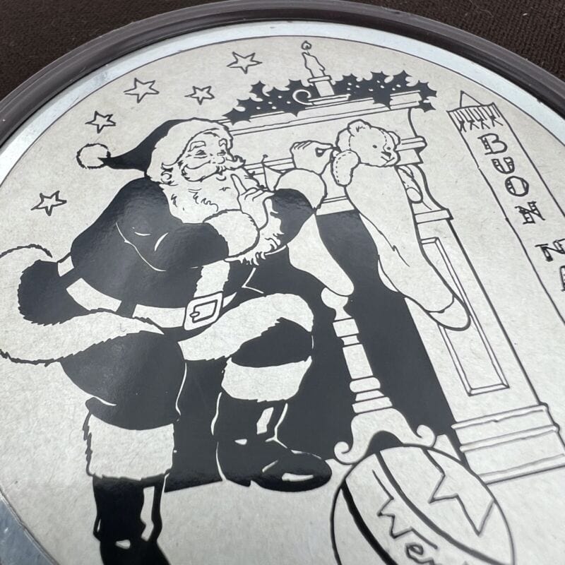 Quadretto Placca in argento 800 incisione su lastra Babbo Natale Wenk 1988 Categoria Quadri