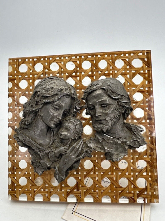 Quadretto religioso Vintage Sacra Famiglia In peltro Madonna Giuseppe Gesu '80 Categoria Oggetti sacri - rosari
