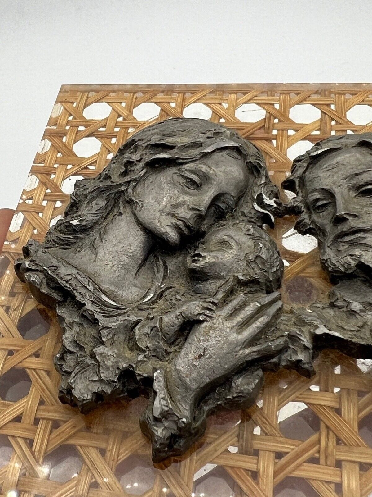 Quadretto religioso Vintage Sacra Famiglia In peltro Madonna Giuseppe Gesu '80 Categoria Oggetti sacri - rosari